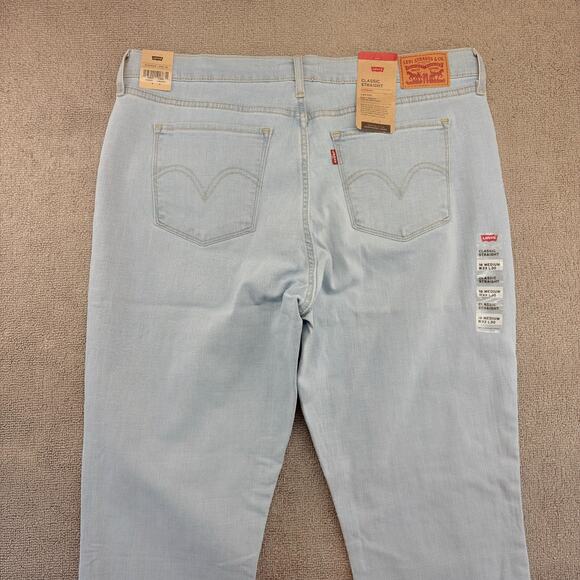 New Levis Classic Straight Jeans Women's 16 Medium Blue Denim Stretch Hypersoft - Picture 2 of 9